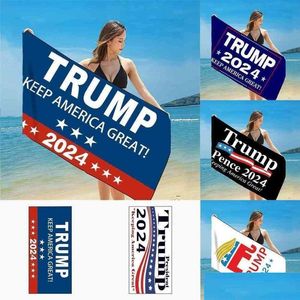 Asciugamano Quick Dry Febric Bath Asciugamani da spiaggia President Trump Us Flag Printing Mat Coperte di sabbia per doccia da viaggio Nuoto Gyq Drop Deli Dhnlw