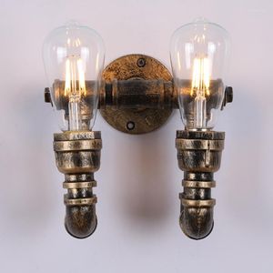 Wall Lamps Creative Retro 2 Heads Water Pipe Lamp Cafe Bar Lights Industrial Wind Restaurant Balcony Loft Wrought Iron Sconce Bra