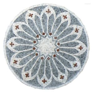 Papéis de parede de 80 cm de diâmetro cinza branco mármore de mármore mural Mosaic Medallion Medallion piso teto de decoração de luxo