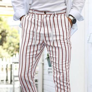 Herrenanzüge Business Slim Fashion Elegant Striped Dress Hose Herren Sommer Gentleman Casual British Style Pencil Pants Straight Leg