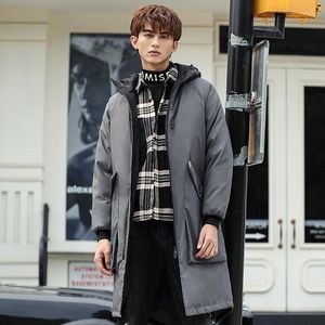 Erkekler aşağı ceket orta uzunlukta kapüşonlu kalınlaşmış gevşek moda marka yakışıklı kışlık ceket 2023 trend dovetail