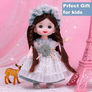 Doll Bodies Parts 17cm Princess BJD 112 with Clothes and Shoes Movable 13 Joints Cute Sweet Face Girl Gift Child Toys 230329