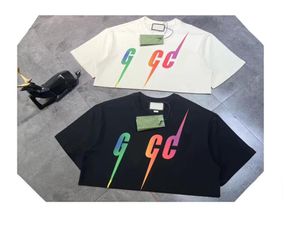 夏の新しいTシャツレインボービーブレードグラディエントプリントハーフスリーブメンズアンドレディースファッションルーズ半袖アジアサイズ