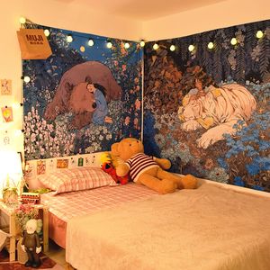 INS Panno appeso Originale Ragazza e Tigre Camera da letto Sfondo Noleggio Panno Ristrutturazione Dormitorio Comodino Decorazione Panno da parete Tapestryart stampe, arte