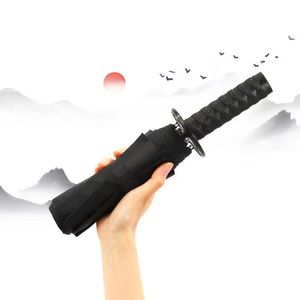 Umbrellas Creative Folding Umbrella Japanese Samurai Sabre Umbrella Wind and Sun Protection Personality Animation Semiautomatic 230330