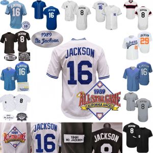 Bo Jackson Jersey 1989 ASG Patch 1985 Turn Back Blue 1987 1989 1991 1993 Cooperstown Black Pinstripe Grey White Blue Pullover Size S-3XL