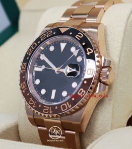 Designer Ny fabriksversion Counter Quality Watch II Root Beer 18K Rose Gold Ceramic Watch Box Papers Cal 3186 Movement Automatic ETA Diving Swimming Mens Watches