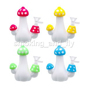 Tubos de água de bongone de silicone de cogumelo com cachimbo de fumaça de fumaça de fumaça de tigela de vidro