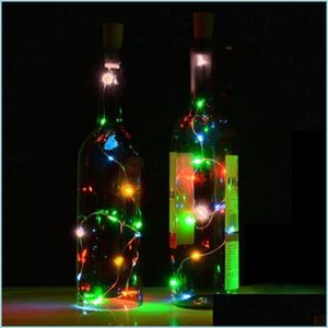 Other Event Party Supplies 10 Led 8 Solar Wine Bottle Stopper Copper Glow Cork Shaped String Light Night Fairy Drop Delivery Home Dhjzv