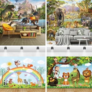 Sfondi Murales 3D per soggiorno Carta da parati Murale impermeabile personalizzato Mondo animale Stampa HD Panno Po Camera da letto per bambini