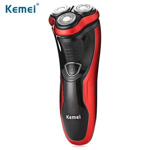 100% echter Kemei wiederaufladbarer Elektrorasierer waschbarer Trimmer Barbeador Gesicht Männer drehbare Rasiermaschine Groomer Beard 3D Elektrorasierer DHL