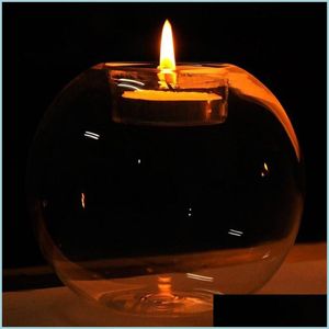 Candle Holders Portable Classic Crystal Glass Holder Bar Party Home Decor Candlestick Matching Block Drop Delivery Garden DHTE0