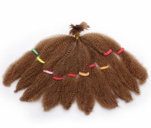 Mode mongole afro crépus bouclés faisceaux de cheveux en vrac extensions de cheveux synthétiques courte blonde 10 pouces 50g cheveux tressés pour bla5566254