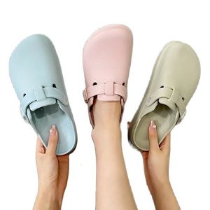 Slippers Unisex Summer Home Sandals Women Closed Toe Soft Flip Flops Ladies Men Couple Slides Outdoor Flat Shoes Black Blue 230329