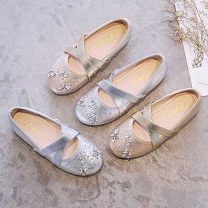 2023 Kids Princess Flat Shoes The Round Head Childern Casual Crystal Students Flat Sweet Little Girls Shoes