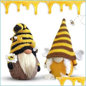 Noel dekorasyonları Bumble Bee Yaz Gnome Gonks Peluş Bebek Dekorasyonu Bumblebee Ayçiçeği Gnomes İsveç Ev Çiftlik Evi Mutfak Dhr4l