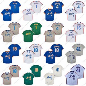 Camisas de beisebol Retro Dwight Gooden Mookie Lenny Wilson Gary Dykstra Keith Carter Darryl Strawberry Conforto Hernandez Michael Mike SeaverPiazza Tom