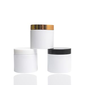 200ml White Cosmetic Jars with Gold Lids Plastic Refillable Containers for Cream Body Butters Sugar Scrub Medicine
