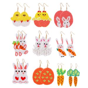 Dangle earrings Ear Accessories Hand woven Easter Rice Beads Carrot Rabbit tent for party party favor beauty accessory hoop earrings for women