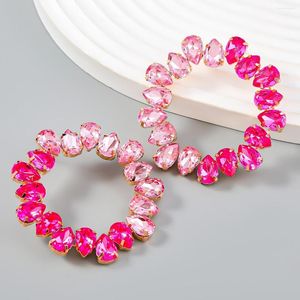 Серьги -грибы многократные цвета ослепительный круг с фуксией розовый кристалл минималистский для женских ювелирных изделий