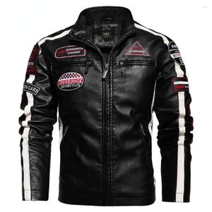 Мужские куртки мужская винтажная мотоциклетная куртка 2023 Мужские модные байкер кожа мужской вышивало