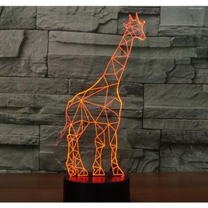 Luci notturne 3D LED Light Puzzle Giraffe Deer con 7 colori per la decorazione domestica Lampada Incredibile visualizzazione Illusione ottica