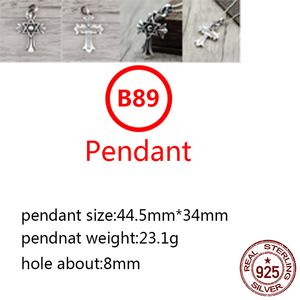 B89 S925 Sterling Silver Pendant Personalized Punk Style Retro Hip Hop Simple Six Star Cross Flower Letter Shape Gift for Lovers