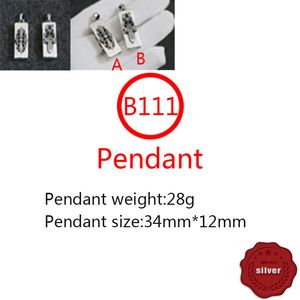 B111 S925 Sterling Silver Pendant Personalized Punk Style Retro Hip Hop Simple Sacred Sword Harmonica Cross Flower Letter Shape Gift for Lovers