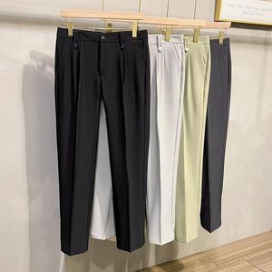 Ternos masculinos Classic Men's Pants Moda Menina Empresa de Office Festa de Casamento Vestir Calças Estrutadas de Alta Qualidade Para Masculino B100