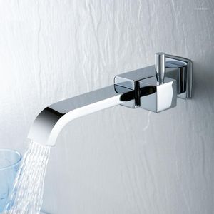 Waschbecken Wasserhähne 1PC Vollkupfer Bicock Toilette In-Wall Extended Mop Pool Wasserhahn Single Cold Black/Silber WaschbeckenFaucet Gewinde