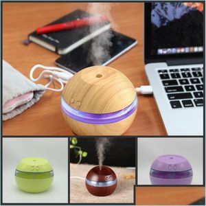 Other Household Sundries Aromatherapy Air Humidifier Aroma Diffuser Oil Purifier Mini Wooden Usb Humidifiers Led Home Wood Drop Deli Dhxr8