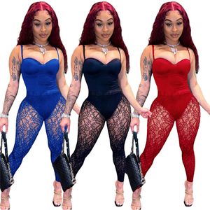 Designer-Frauen-Trainingsanzüge, sexy ärmellose Bodys und durchsichtige Spitzen-Leggings, zweiteilige Sets, Sommer-transparente Outfits, Party, Nachtclub, Kleidung, Großhandel, Kleidung 9618