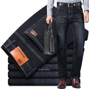 Mens Jeans Man Stretch Straight Fit Soft Black Pants Masculino Denim Overalls Trousers 230330