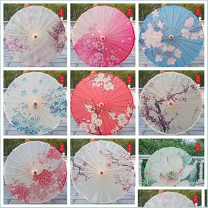 傘の雨プルーフ紙中国の伝統的なクラフト木製ハンドルオイルペーパー傘下パーティーステージパフォーマンスプロップドロップデルdhqvb