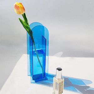 Vases Chic Plant Vase Fadeless Floral Container Bright Color Office Decorative Acrylic Holder Gift