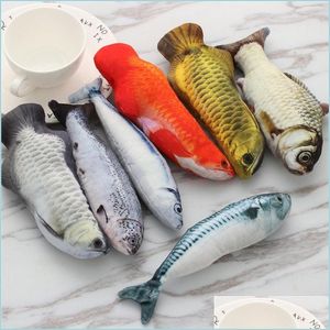 Giocattoli per gatti Pesce artificiale Peluche Cucciolo di cane Slee Cuscino Giocattolo divertente Mint Catnip Gadget Drop Delivery Home Garden Supplies Dhhzc