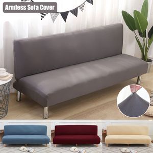 Cushion Decorative Pillow Solid Color Armless Sofa Bed Cover Elastic Couch Covers for Living Room Washable Removable Slipcovers Folding Settee Case 230330