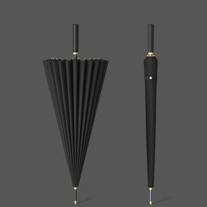 Şemsiye Klasik 24 Kemik Uzun Handalı İş Şemsiyesi Erkekler Vintage Otomatik Düz Sap güçlendirilmiş Şemsiye Tatil Doğum Günü Hediyesi 230330