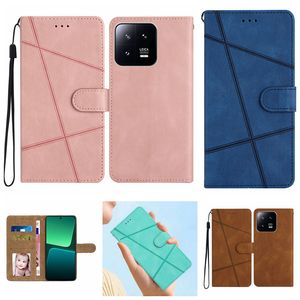 Handkänsla läderplånbok för Moto G53 G73 E13 G13 G23 Xiaomi 13 Pro Lite Google Pixel 7 Pro 7A 6 6A Vertikal Line Fashion Card Slot Holder Flip Cover Business Pouch