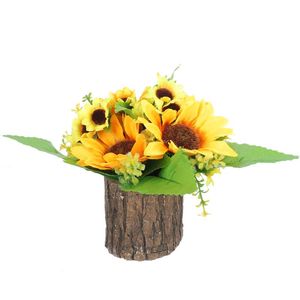 Dekorative Blumenkränze 1Pc Interior Flower Decor Fake Sunflower Pot Bonsai Adorn Yellow
