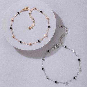 2023 cavigliere stile semplice oro argento colore piede catena charms in lega di metallo accessori per gioielli bohémien regolabili 2 pezzi / set