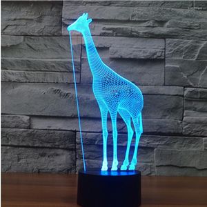 Luci notturne 3D LED Light Giraffe Deer con 7 colori per la decorazione domestica Lampada Incredibile visualizzazione Illusione ottica Impressionante