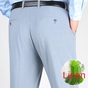 Men's Suits Formal For Men Thin Linen Summer Straight High Waist Suit Pants Black Men's Classic Trousers 2023