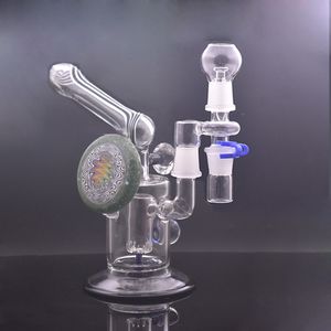 Wasserpfeifen einzigartige Glasbecher Bong Wasserpfeife Recycler Dab Rig Comb und Inline Perc Ash Catcher Bongs mit Reclaimer Set Oil Burner Pipe