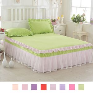 Кровать юбка зеленый белый лотос листовой кружевной постельный тел