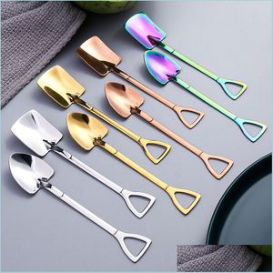 Spoons Mini Shovel Sier Gold Coffee Stainless Steel For Dessert Ice Cream Party Teaspoons Drop Delivery Home Garden Kitchen Dhi9O