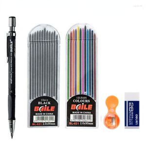 Set di matite meccaniche da 2,0 mm Matite automatiche 2B con ricariche di piombo colore/nero per bozze di disegno scrittura schizzi artistici