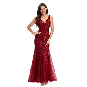 DIY Dresses Sexy V Neck Collar Embroidered Sleeveless Sequin Slim Fishtail Brides OEM Bodycon Party Customization Dress For Women