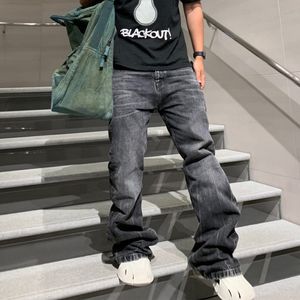Jeans herr Harajuku tvättad vintage raka jeansbyxor med vida ben för män och kvinnor High Street Baggy Casual Flare Y2K Oversized 230330