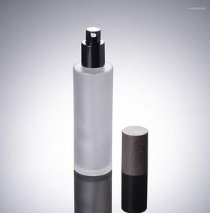 Lagringsflaskor 2023 100 st 100 ml Grind Glass Emulsion Bottle Creative Wood Cover Cosmetics Packaging